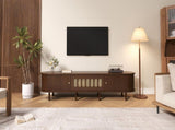180*40*40cm Oval TV Stand in Dark Walnut, Rattan Design - MDF Design, 30 kg Load Capacity, Roll-Up N605P439647N