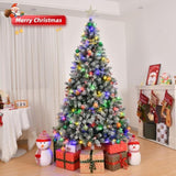 ZNTS 6 FT Artificial Snow Tipped Christmas Tree with DIY 100 Warm Lights Battery Operated, Hinged Xmas 88965104