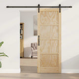 Sliding Door Natural and Black 73.5 x 198.5 cm Solid Pine Wood 3333186