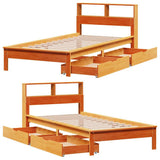 Bookcase Bed without Mattress Wax Brown 75x190 cm Small Single Solid Wood Pine 3309835