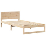 Bed Frame with Headboard Natural 100 x 200 cm Solid Pine Wood 873286