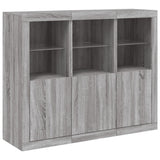 Sideboards with LED Lights 3 pcs Grey Sonoma Engineered Wood 3209105