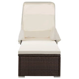Sun Lounger Brown PE rattan 195 x 65 x 110 cm Removable Covers 317114