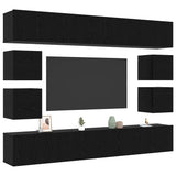 TV Cabinet Set 8 pcs Black oak 100 x 30 x 30 cm Engineered wood 3332532