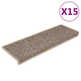 Stair Mats Self-adhesive Sisal-Look 15 pcs 65x21x4 cm Dark Beige 326890