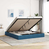 Ottoman Bed Frame No Mattress Dark Blue 200x200 cm Velvet 3310989
