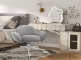 Makeup Vanity Chair, Cute Fluffy Desk Chair with Rolling Wheels for Bedroom Living Room, Grey T3398P378122
