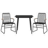 3 Piece Garden Dining Set Black PVC Rattan 3060267