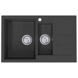 Kitchen Sink Double Basin Granite 80 x 50 x 30.5 cm Graphite 42053746