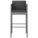 5 Piece Garden Bar Set with Cushions Grey Poly Rattan 3203943