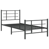 Metal Bed Frame without Mattress with Footboard Black 90x200cm 355572