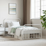 Metal Bed Frame without Mattress with Footboard White 107x203cm 352641