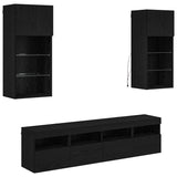 TV Wall Units with LED Black Oak Engineered Wood 3402982