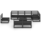 9 Piece Garden Lounge Set Black Solid Pinewood 3075633