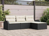 Sofa Set with Cushion 4 pcs Black and White Poly Rattan 3354656