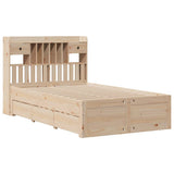 Bookcase Bed without Mattress 135x190 cm Double Solid Wood Pine 3308975