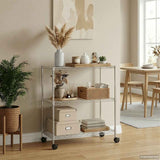 3-Tier Storage Rack with Wheels 60x35x81 cm Chrome 150 kg 324625