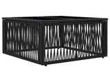 Garden Table Black 55 x 55 x 37 cm PE Rattan and Glass 42035133