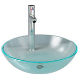 Bathroom Sink with Tap and Push Drain Frosted Tempered Glass 3098448
