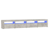 TV Cabinet with LED Lights Concrete Grey 240x35x40 cm 3152765
