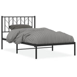 Metal Bed Frame without Mattress with Headboard Black 100x190cm 374431