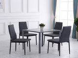 High Back Dining Chairs Modern Upholstered Linen-Touch Fabric Accent Chairs with Metal Legs for T3398P328170