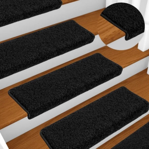 Stair Mats 10 pcs 65x21x4 cm Black Rectangular Edge 149817