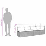 Garden Sofa with Cushion Grey 227 x 62 x 69cm Poly Rattan 366150