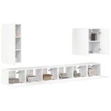 TV Wall Cabinet Set Wall-mounted 6 pcs High Gloss White 3408947