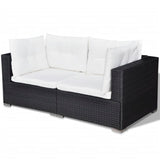 ZNTS 6 Piece Garden Lounge Set with Cushions Poly Rattan Black 42743