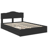 Storage Bed with Headboard Black 140 x 190 cm Engineered Wood 3413097