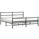 Metal Bed Frame without Mattress with Footboard Black 200x200cm 355390