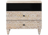Bed cabinet with Drawer White 50 x 33 x 60 cm Solid Mango Wood 4018378
