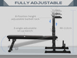 Adjustable Weight Bench, Foldable Bench, with Barbell Rack, Black T3398P349219