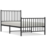 Metal Bed Frame without Mattress with Footboard Black 90x190cm 350874