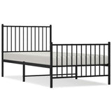 Metal Bed Frame without Mattress with Footboard Black 90x190cm 350874