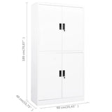 Office Cabinet White 90x40x180 cm Steel 335942