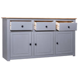 Sideboard Grey 135x40x80 cm Solid Pinewood Panama Range 282704