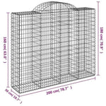 Arched Gabion Basket 200x50x160/180 cm Galvanised Iron 153498