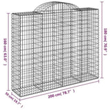Arched Gabion Baskets 9 pcs 200x50x160/180 cm Galvanised Iron 3146390