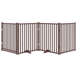 Dog Gate with Door Foldable 4 Panels Brown Oak 320 cm Solid Wood Fir 352299