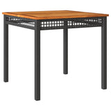 Garden Table Black 80x80x75 cm Poly Rattan Acacia Wood 366273
