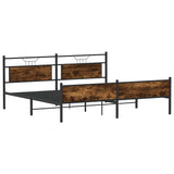 Metal Bed Frame without Mattress Smoked Oak 160x200 cm 3325113