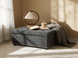 Square Storage Ottoman, Small Space Furniture, Home Decor.Dark Grey W5770P503280