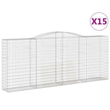 Arched Gabion Baskets 15 pcs 400x50x160/180 cm Galvanised Iron 3147044