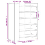 ZNTS Shoe Cabinet Smoked Oak 74.5x37.5x100 cm Engineered Wood 848434