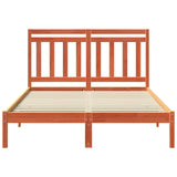 Bed Frame Wax Brown 205.5 x 165.5 x 100 cm Solid Pine Wood 3418135
