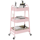 Storage Trolley 3-Tier Pink 42x41.5x77 cm Steel 4012383