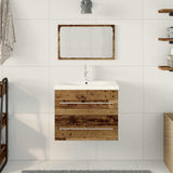 Bathroom Sink Cabinet with Drawer Wall-mounted 2 pcs Old Wood 3332496