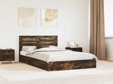 Storage Bed with Drawer Smoked Oak 135 x 190 cm Engineered Wood 3411577